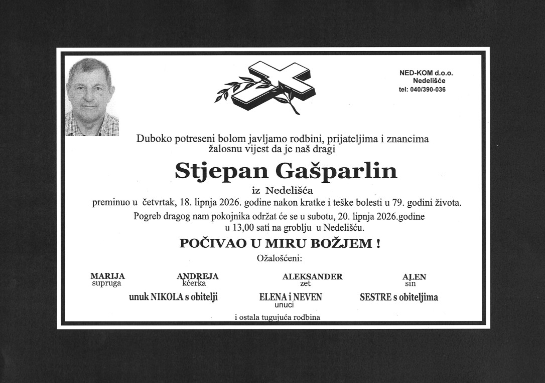 stjepan gašparlin osmrtnica